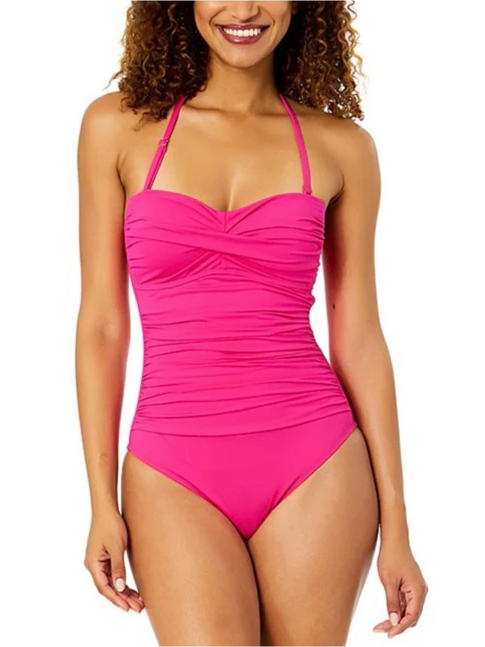 Anne Cole Vibrant Pink Bandeau Swimsuit